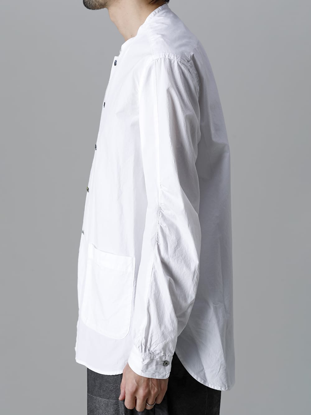 Typewriter Band Collar Shirt  White