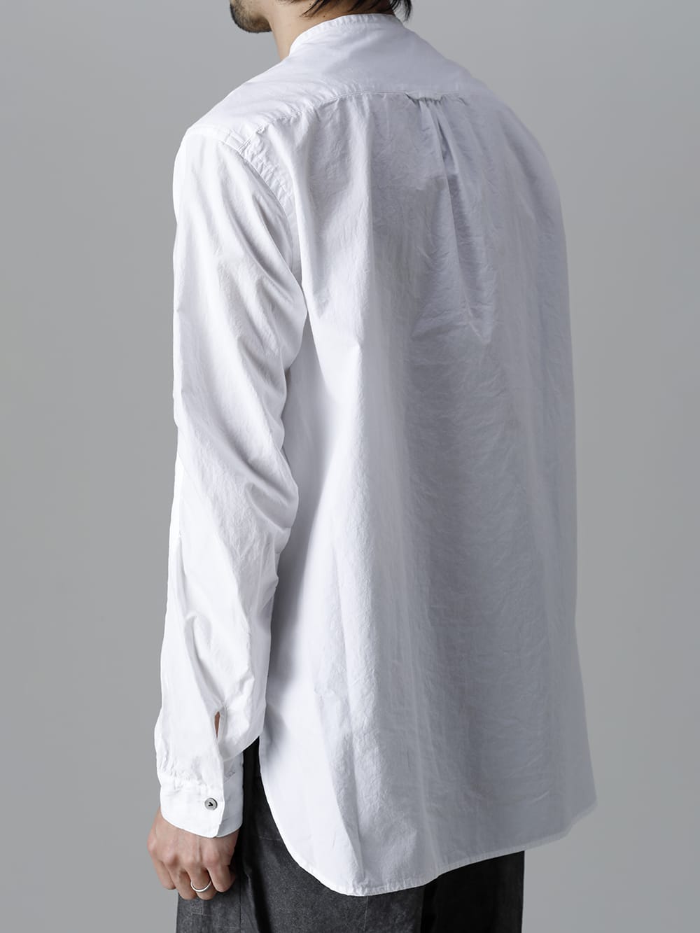 Typewriter Band Collar Shirt  White