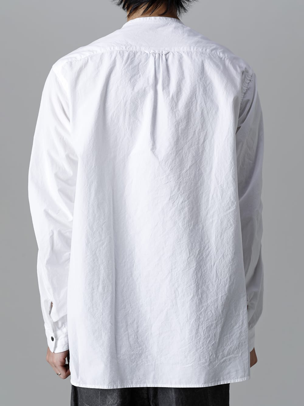 Typewriter Band Collar Shirt  White