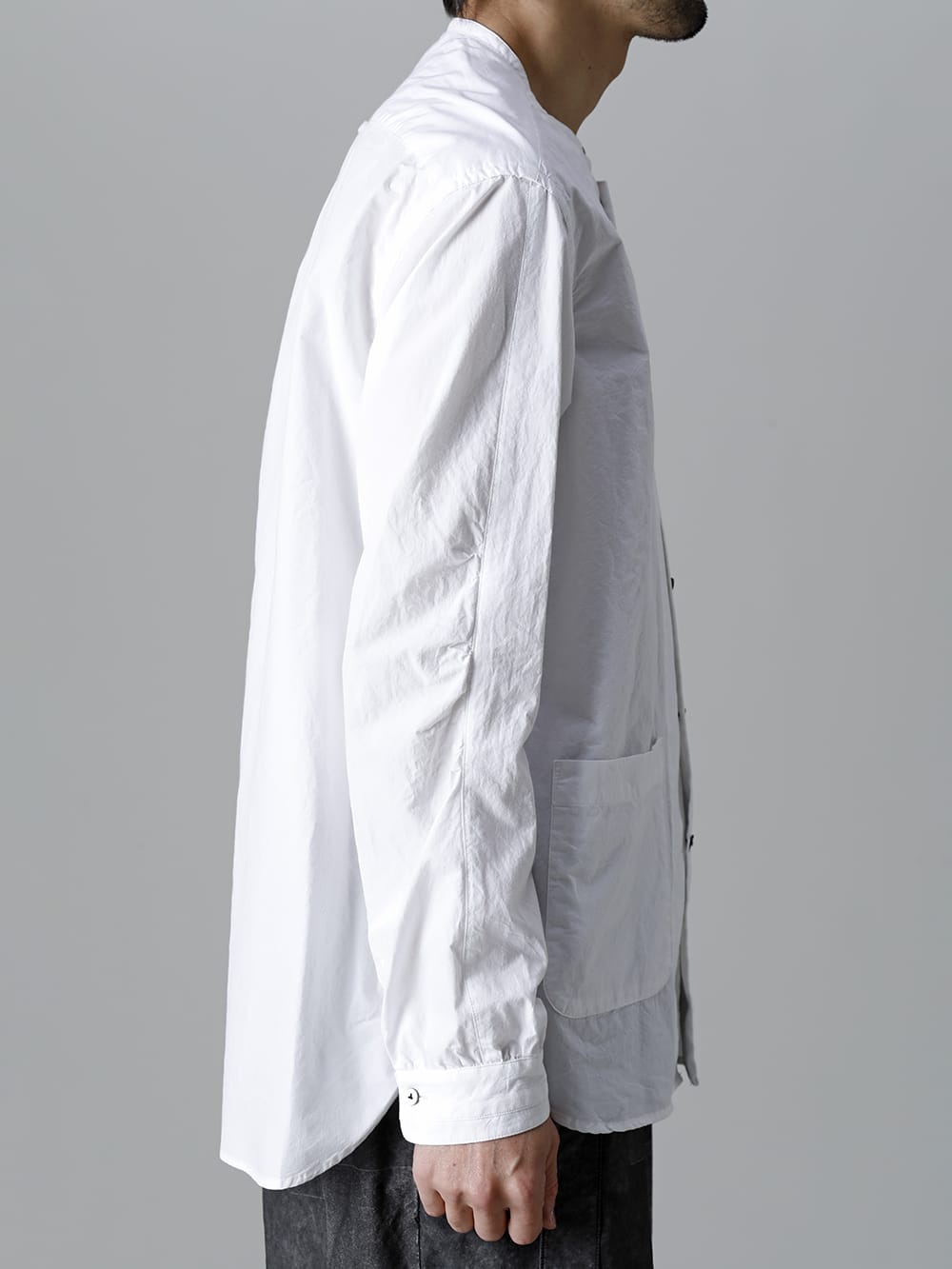 Typewriter Band Collar Shirt  White