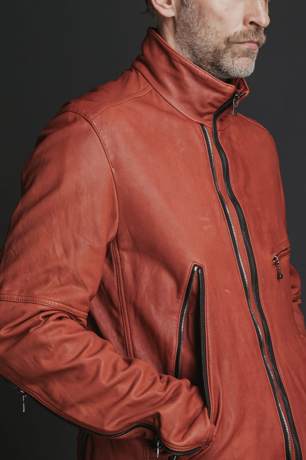 Goat Leather Jacket Red