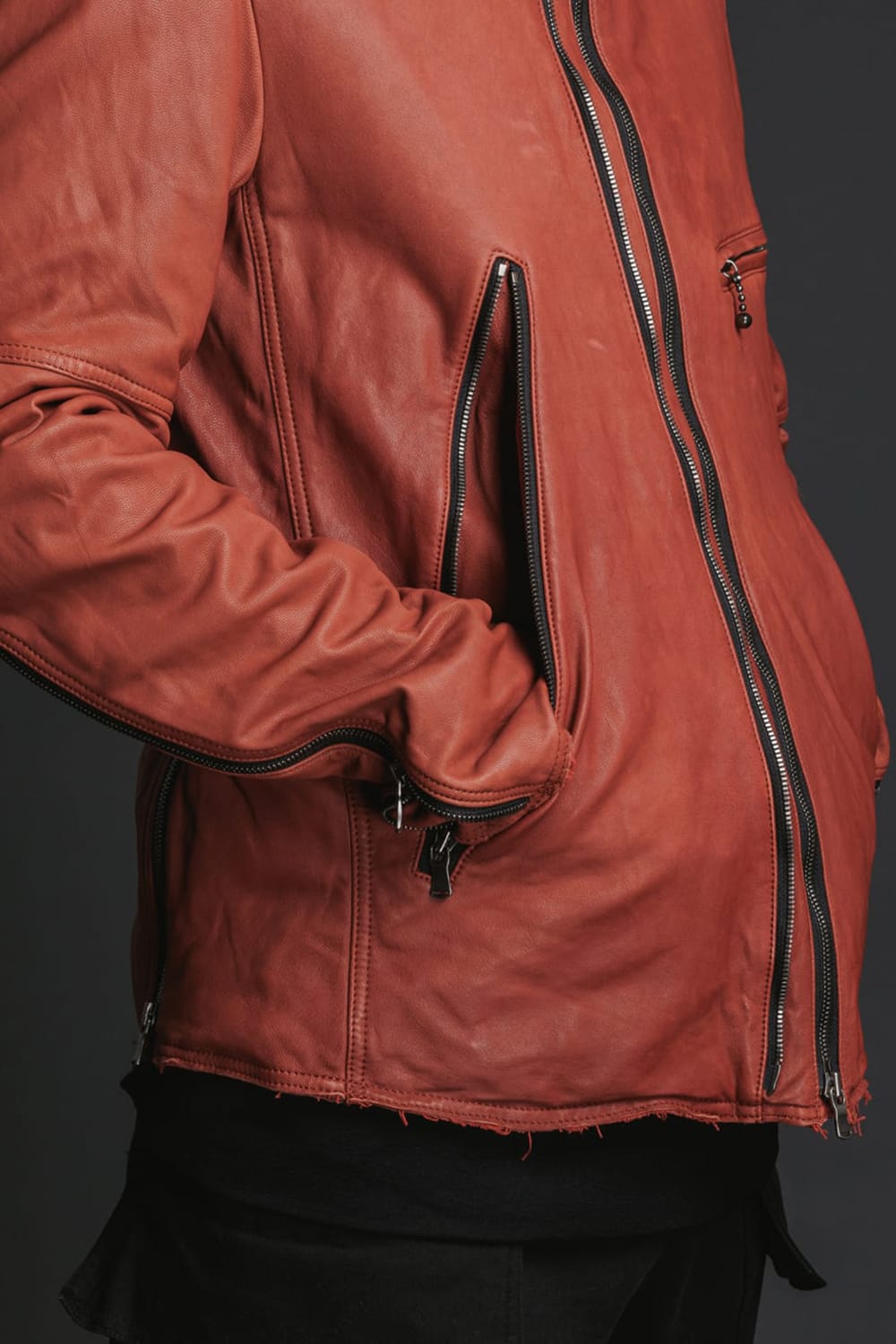 Goat Leather Jacket Red