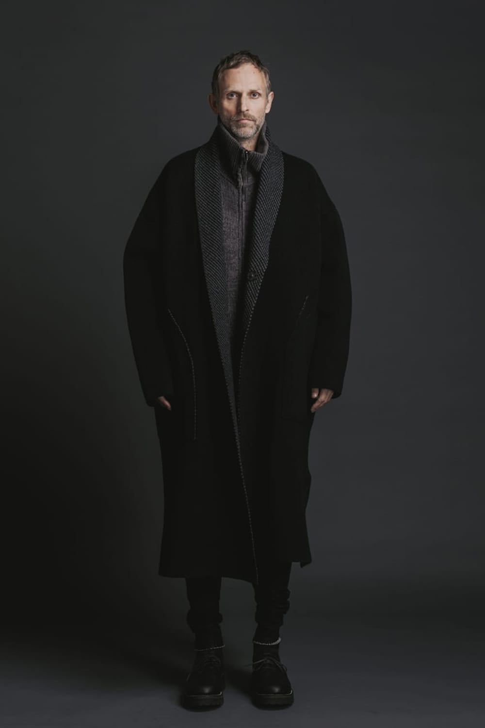 Reversible Knit Coat Black
