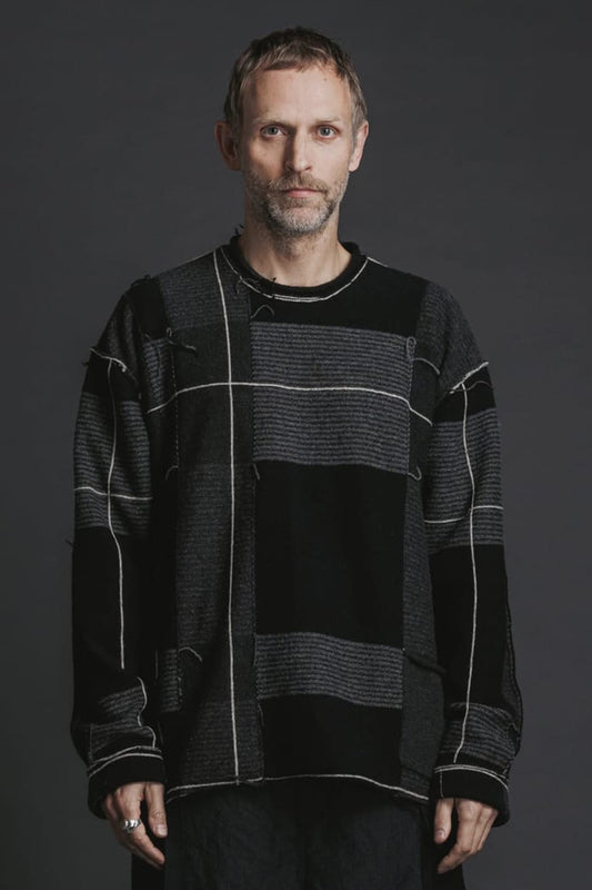 Check P/O Knit Black