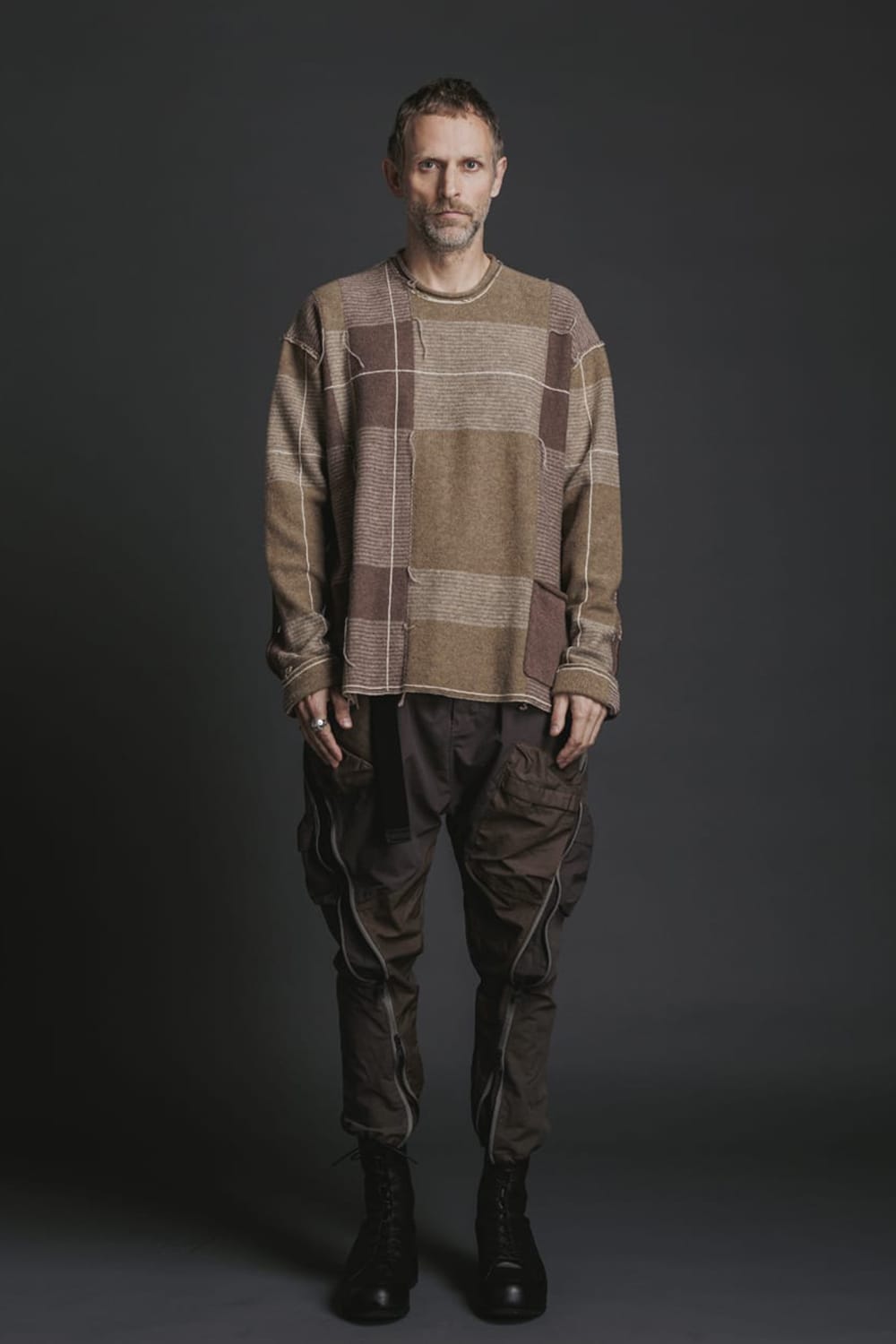 Check P/O Knit Beige