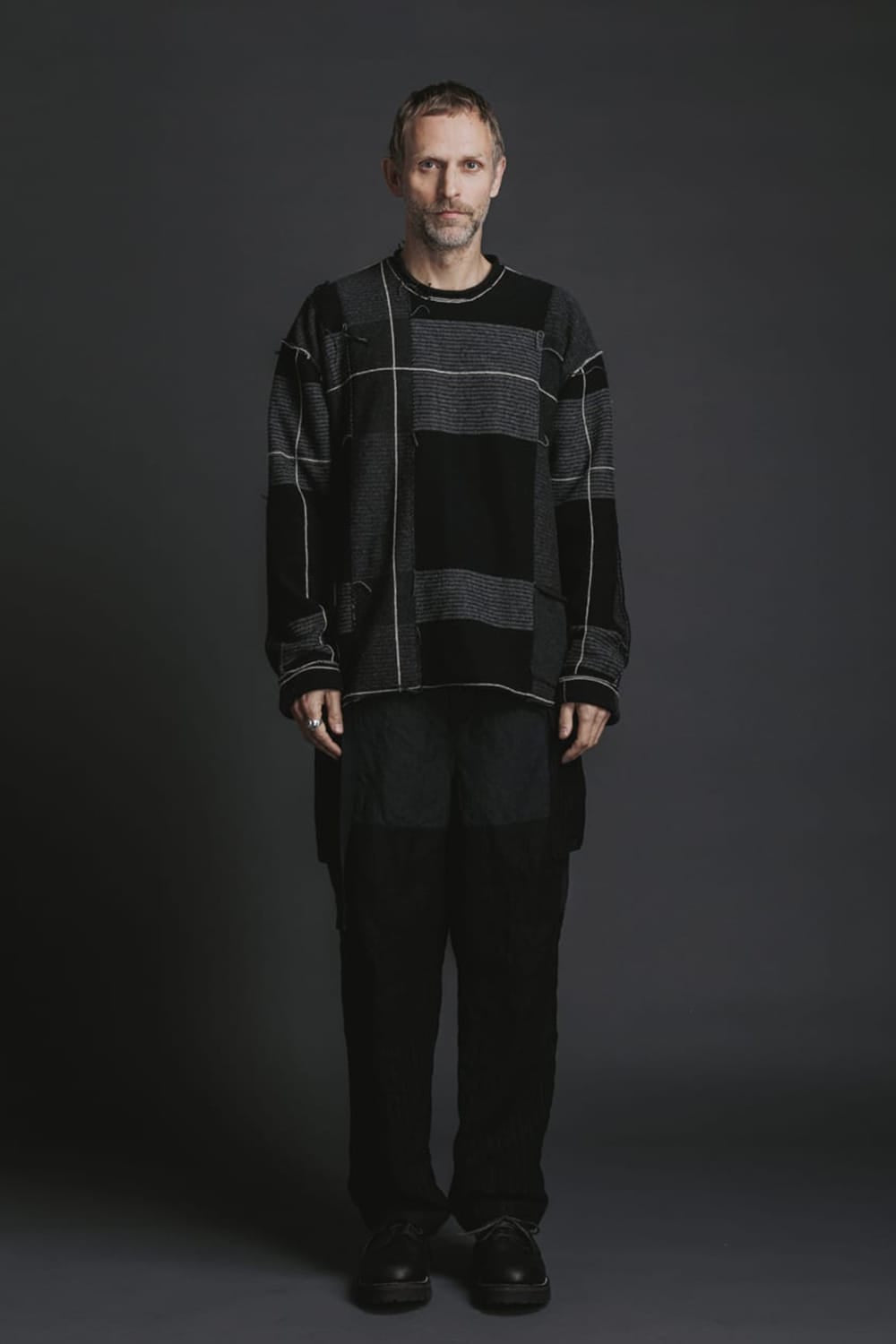 Check P/O Knit Black