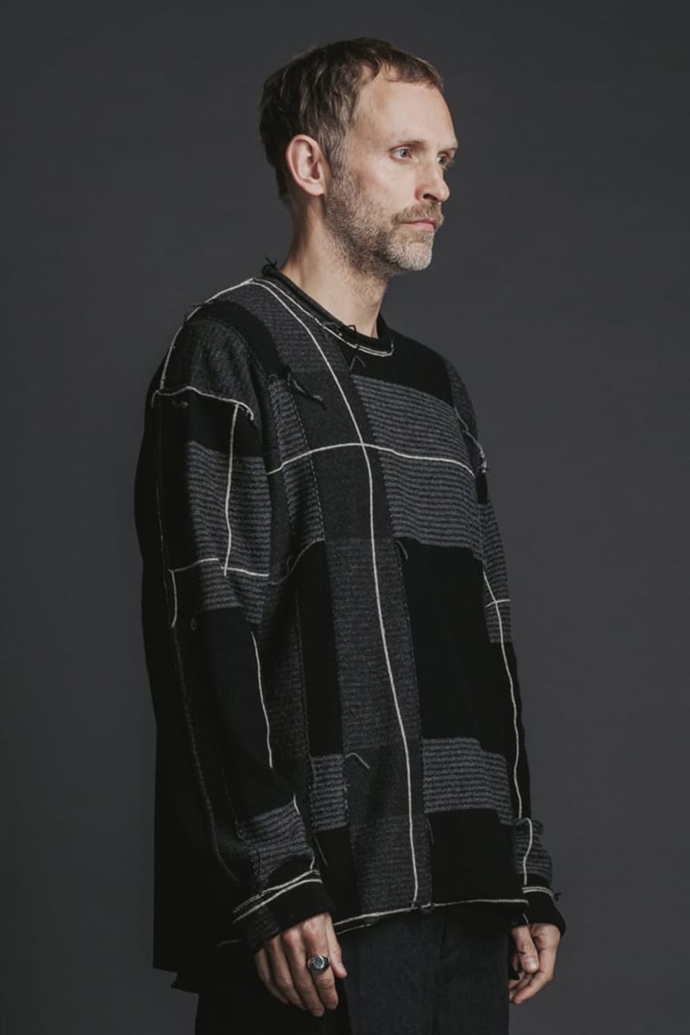 Check P/O Knit Black