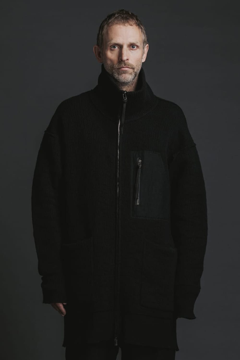 Cotton Cashmere Knit Blouson Black 