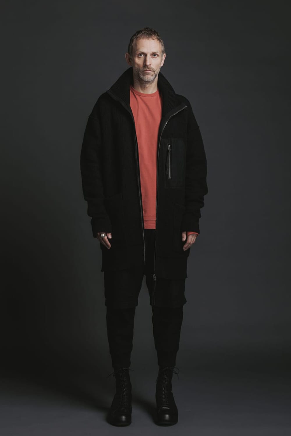 Cotton Cashmere Knit Blouson Black 