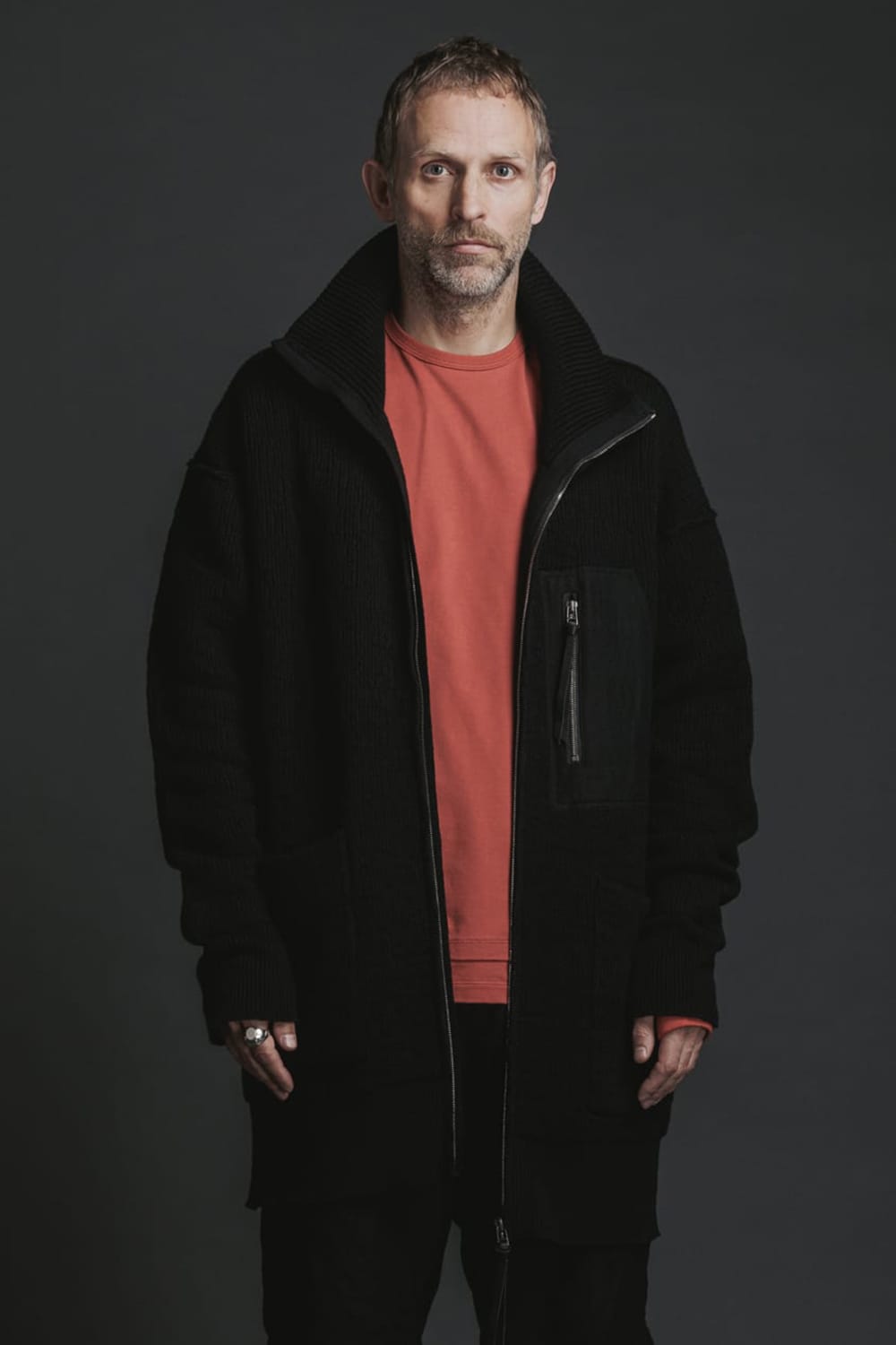 Cotton Cashmere Knit Blouson Black 