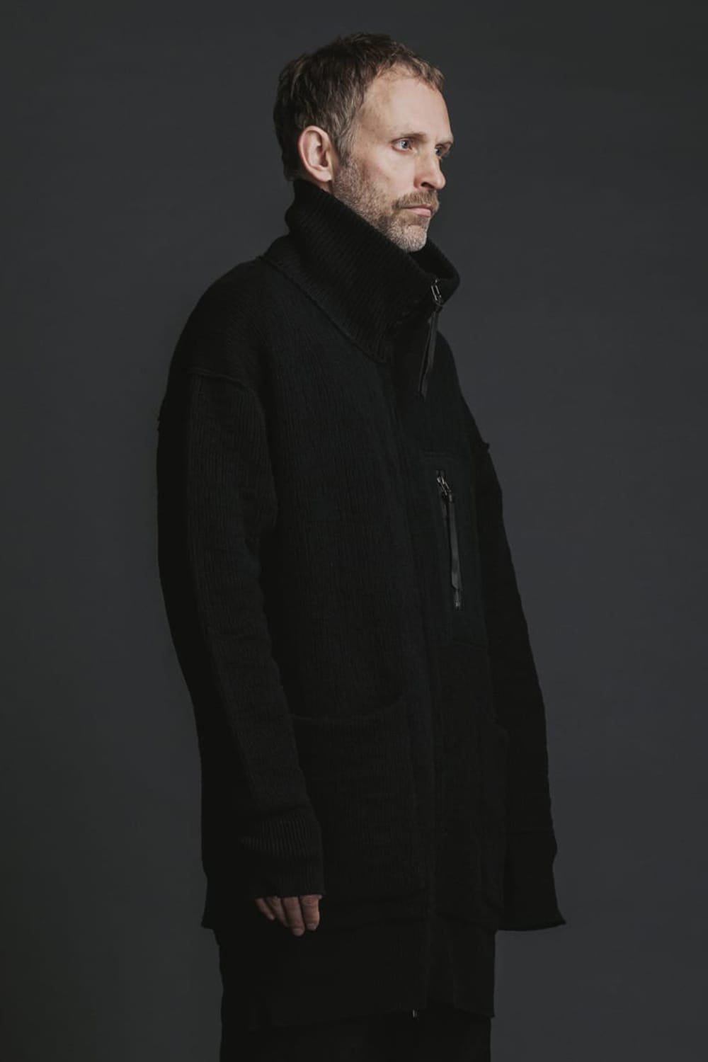 Cotton Cashmere Knit Blouson Black 