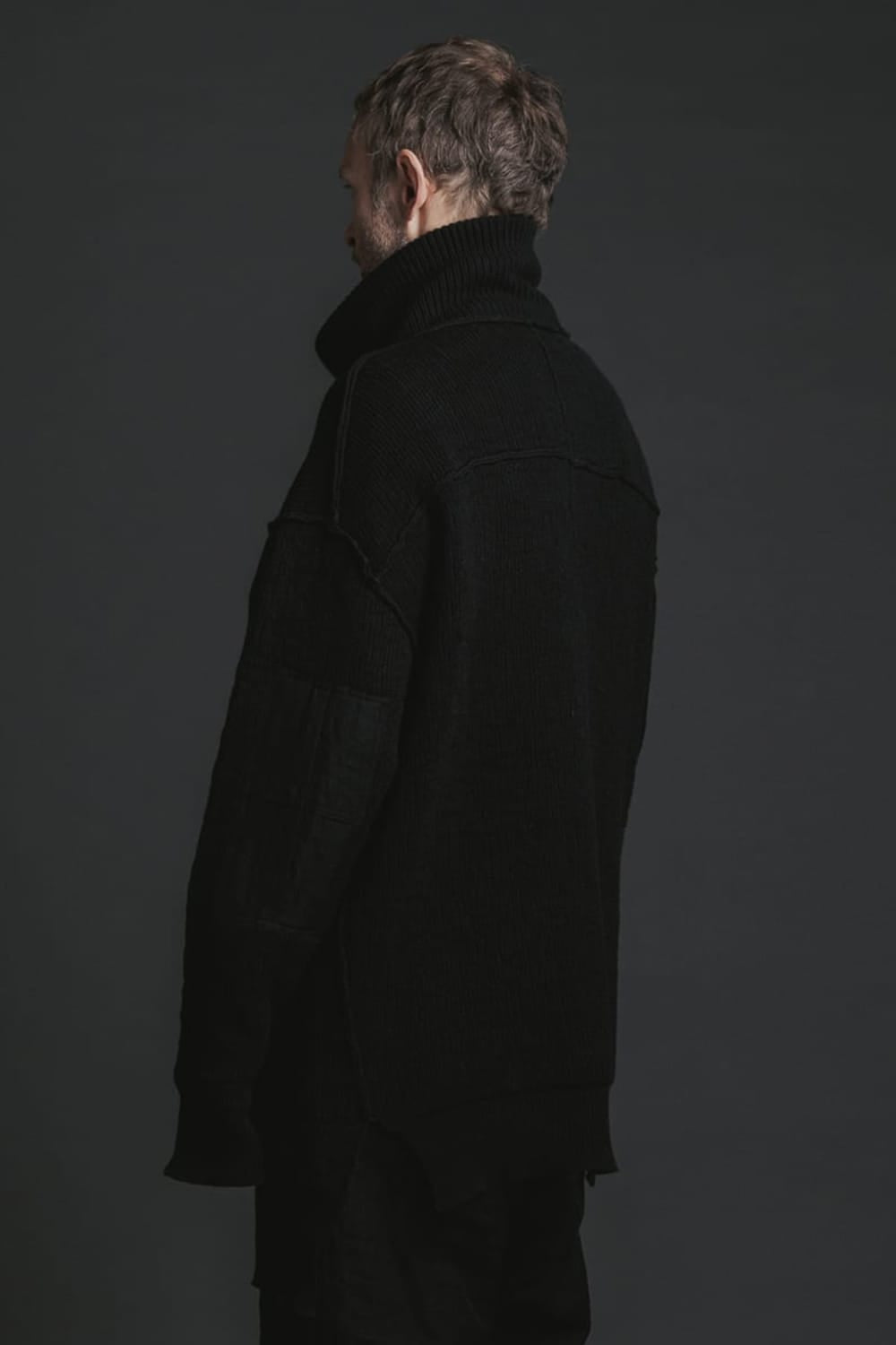 Cotton Cashmere Knit Blouson Black 