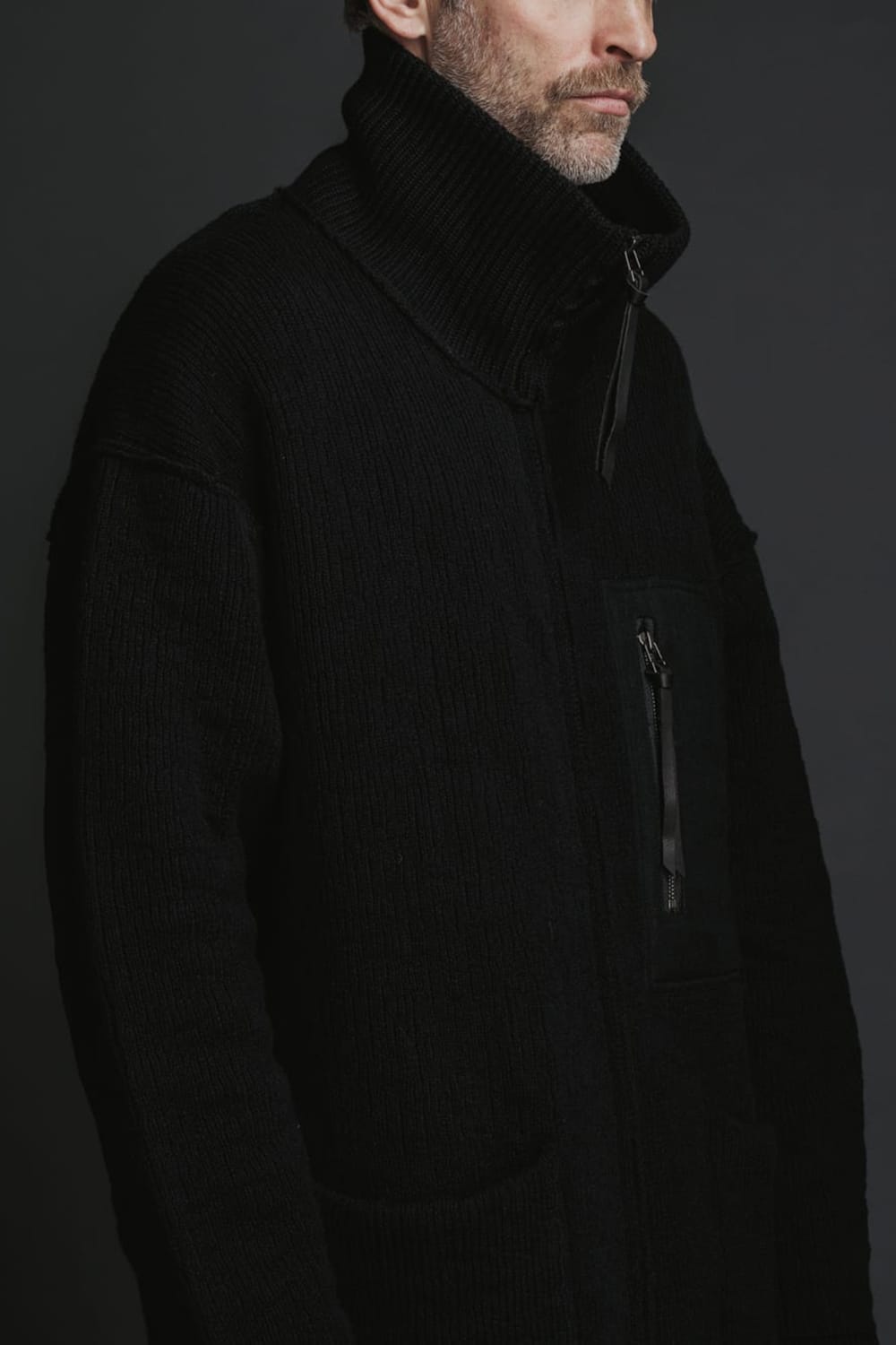 Cotton Cashmere Knit Blouson Black 