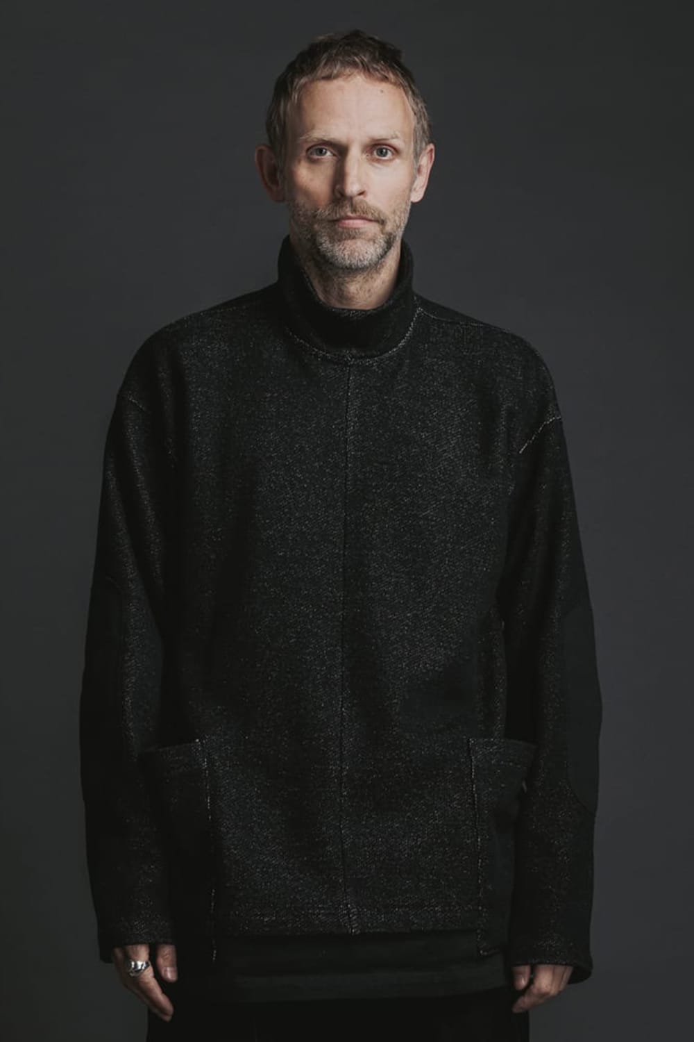 Wool / Cotton brushed lining High Neck Pullover Black