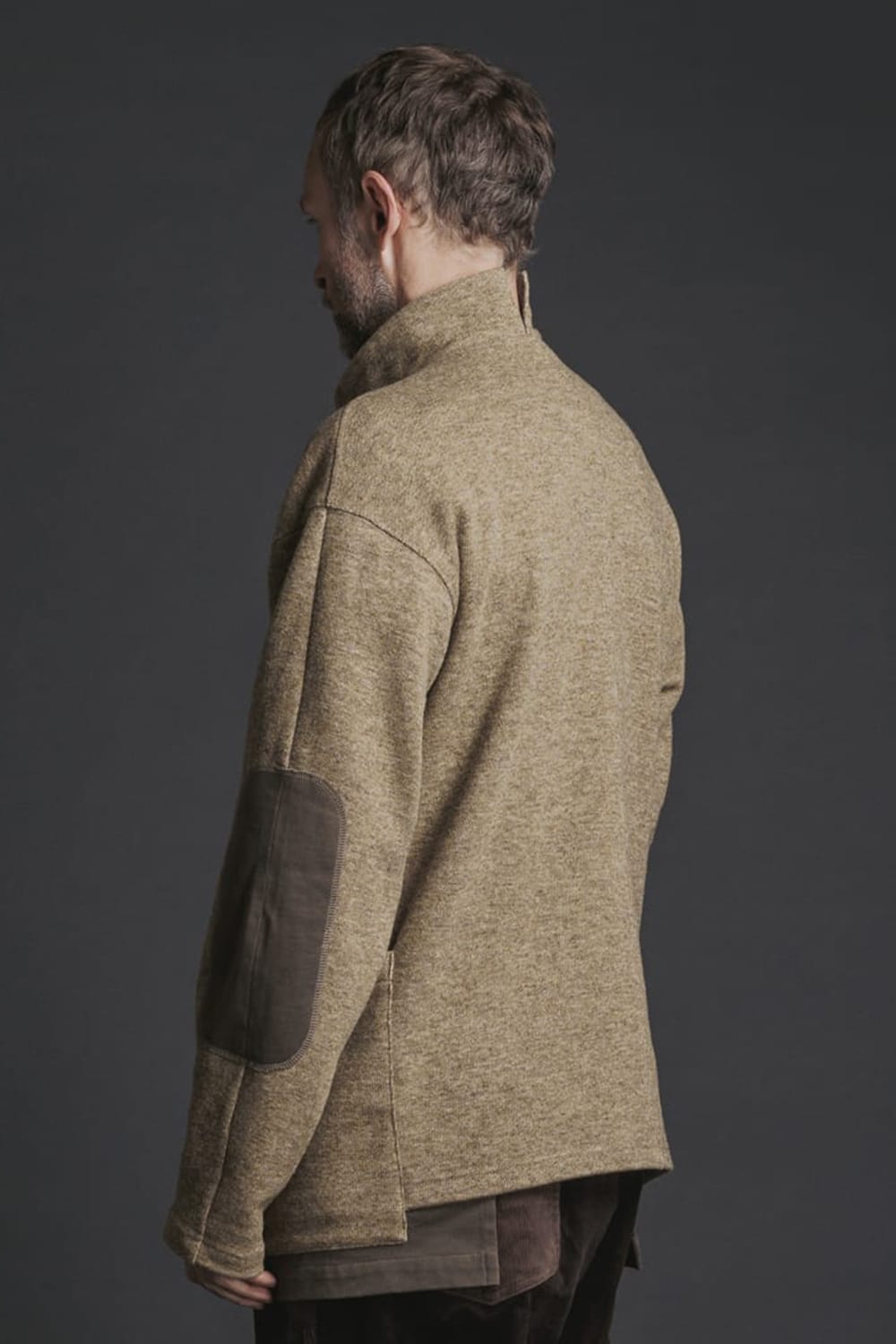 Wool / Cotton brushed lining High Neck Pullover Beige