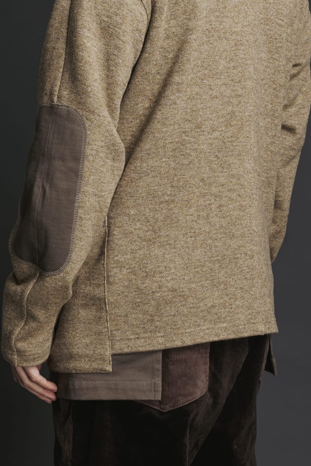 Wool / Cotton brushed lining High Neck Pullover Beige