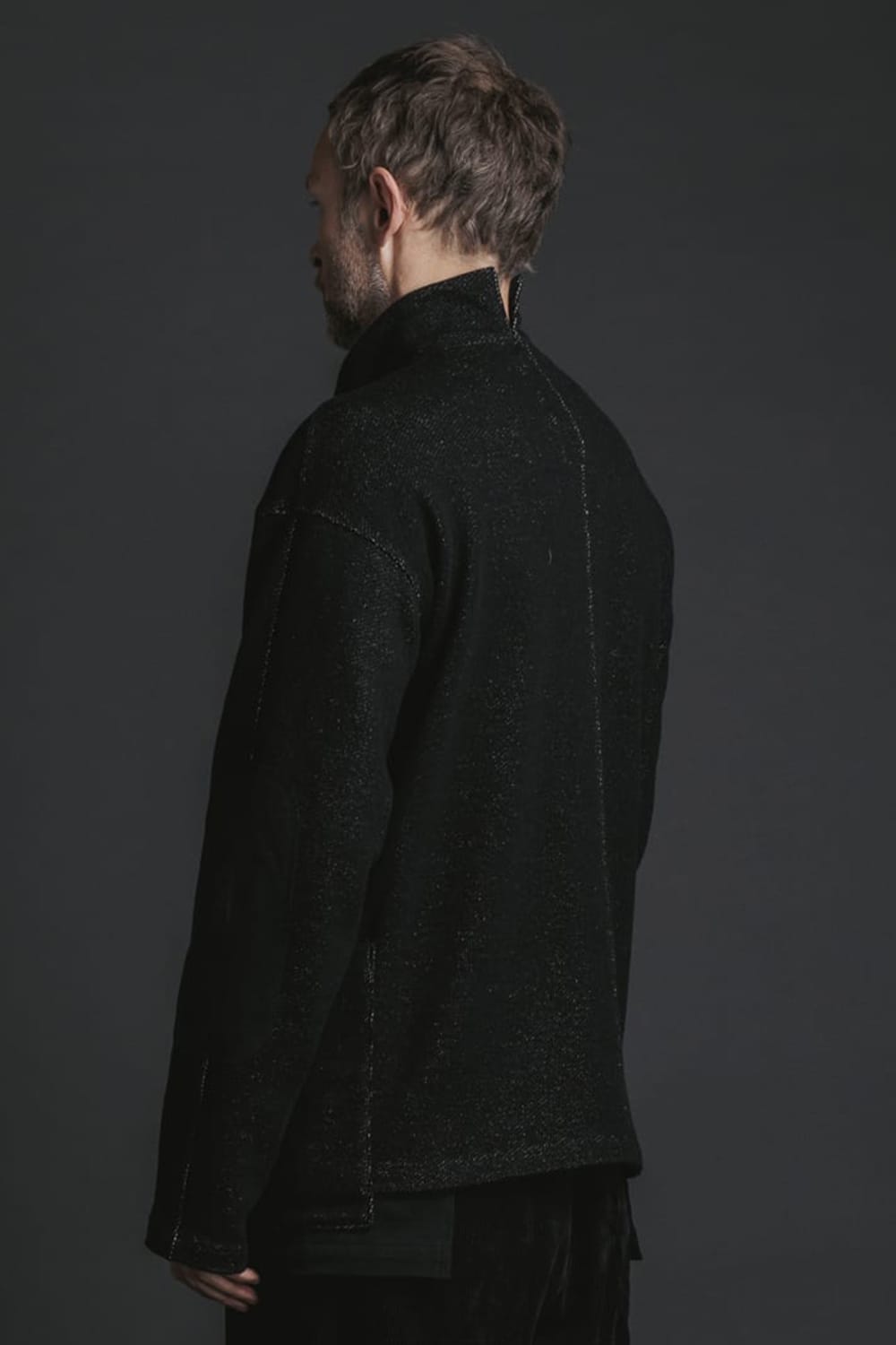 Wool / Cotton brushed lining High Neck Pullover Black