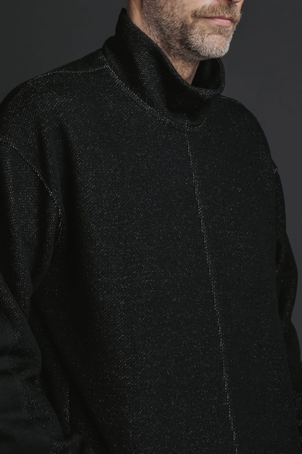 Wool / Cotton brushed lining High Neck Pullover Black