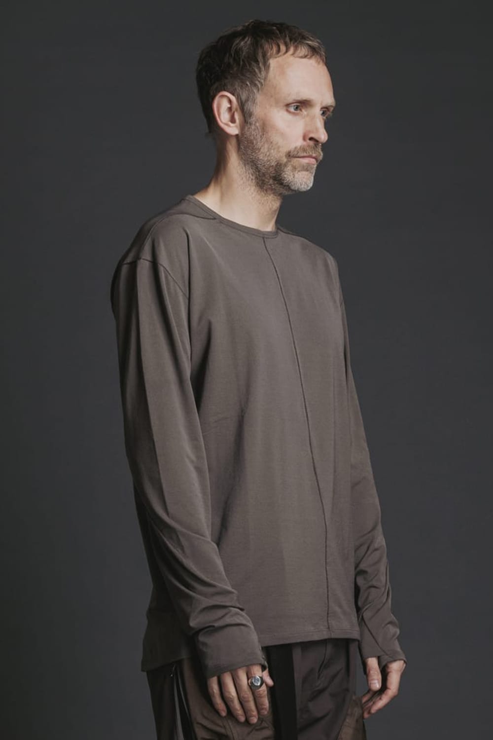 Nylon Spandex Jersey Crewneck L/S  Brown Gray