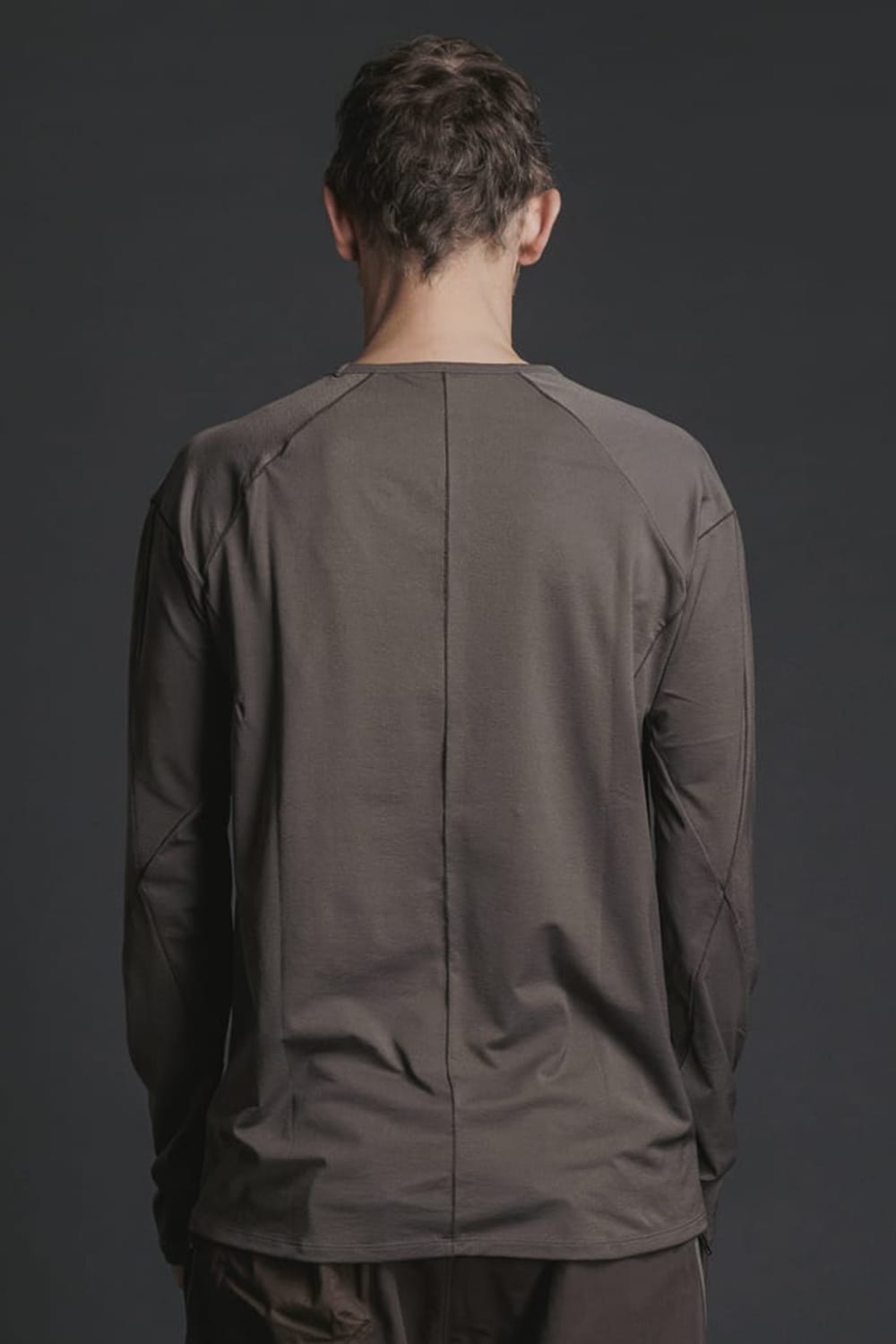 Nylon Spandex Jersey Crewneck L/S  Brown Gray