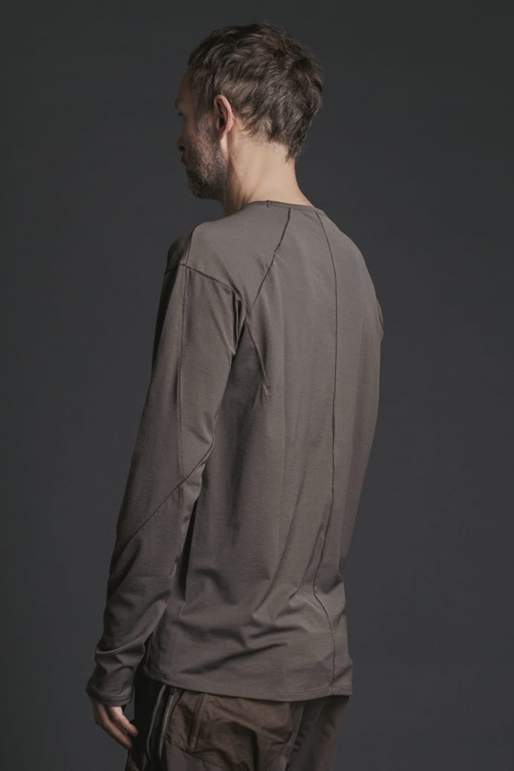 Nylon Spandex Jersey Crewneck L/S  Brown Gray