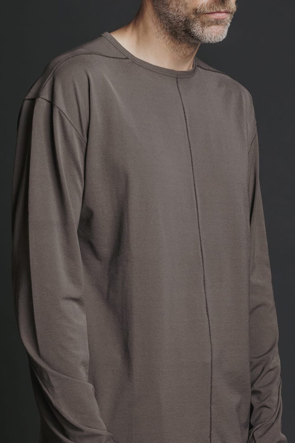 Nylon Spandex Jersey Crewneck L/S  Brown Gray