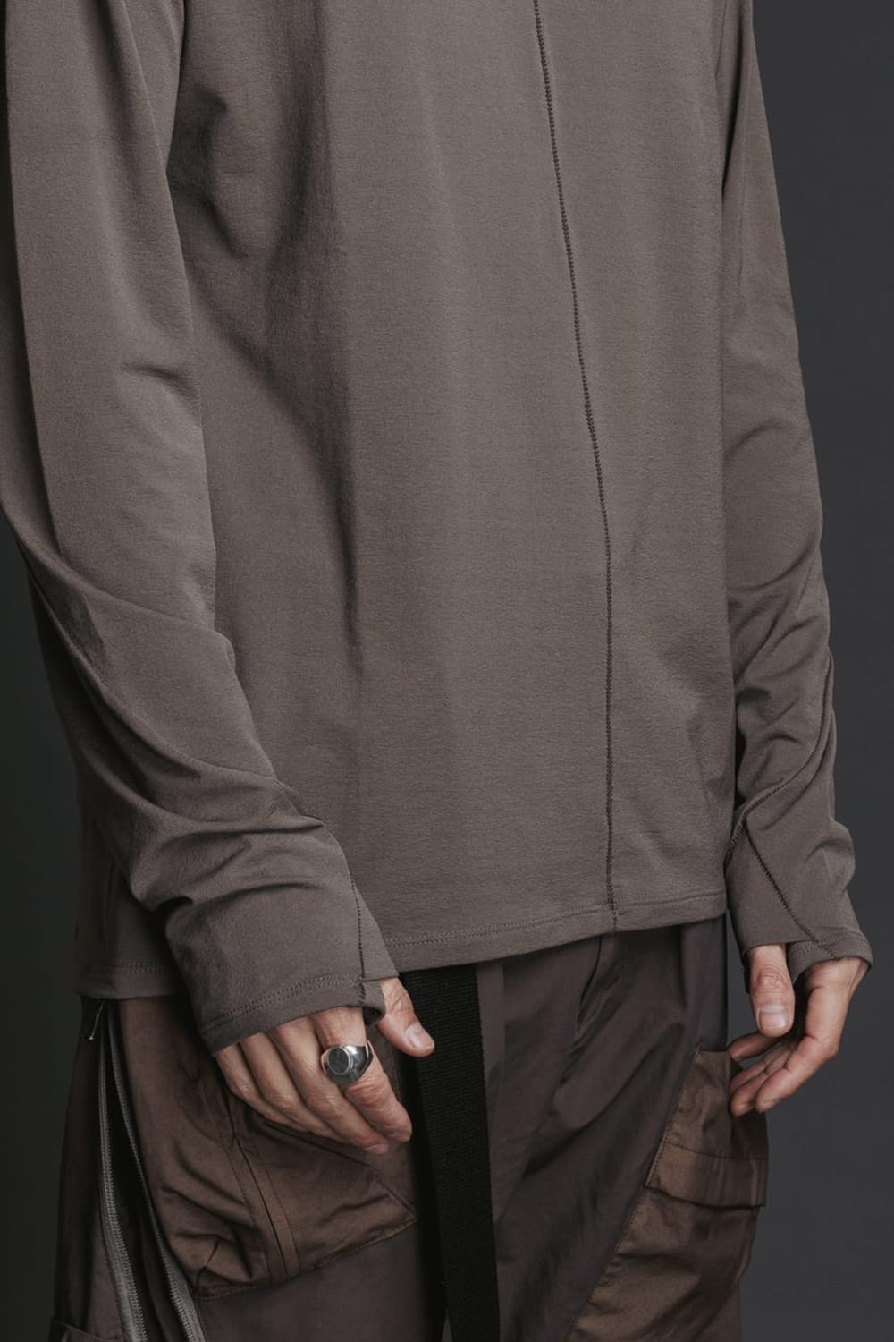 Nylon Spandex Jersey Crewneck L/S  Brown Gray