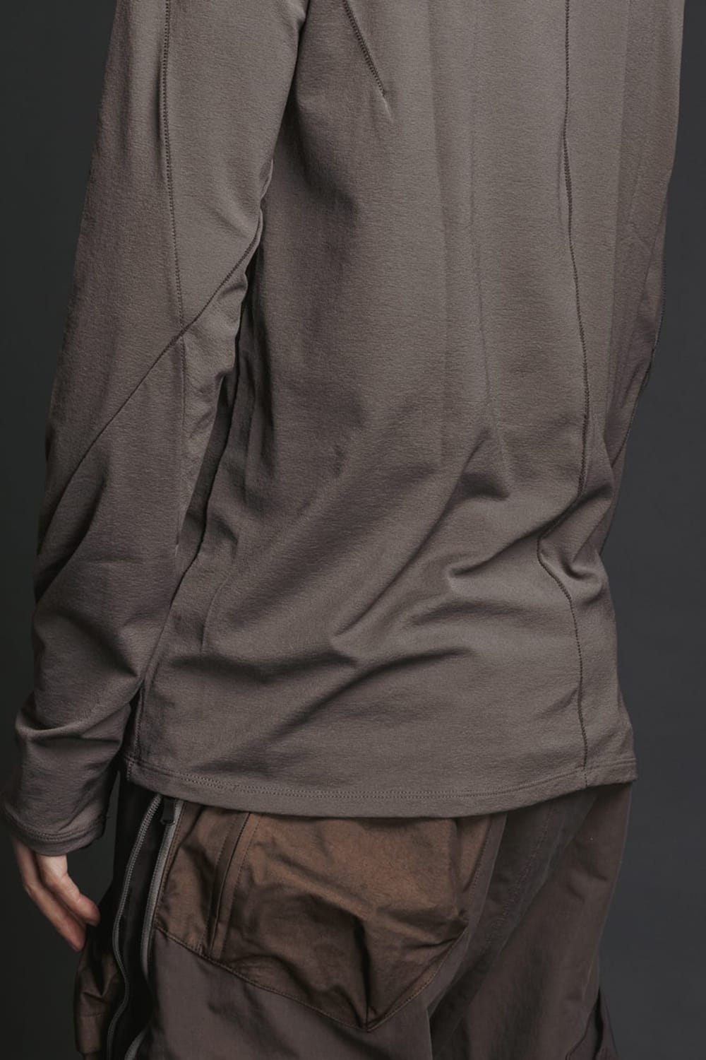 Nylon Spandex Jersey Crewneck L/S  Brown Gray