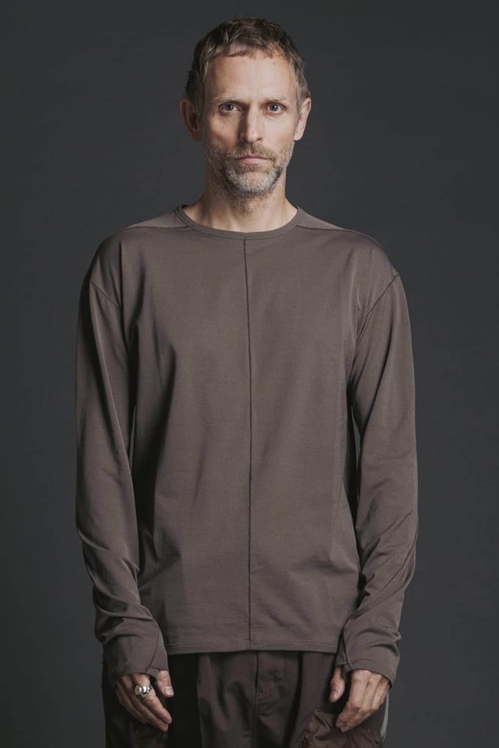 Nylon Spandex Jersey Crewneck L/S  Brown Gray
