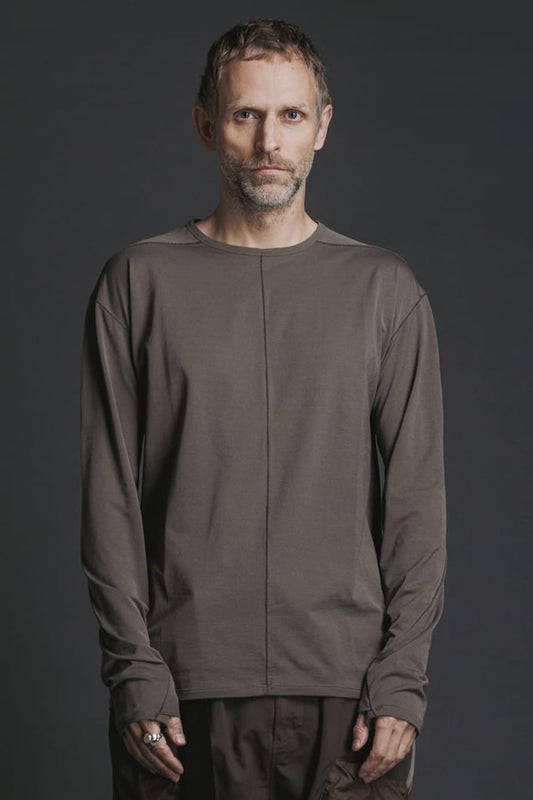 Nylon Spandex Jersey Crewneck L/S  Brown Gray