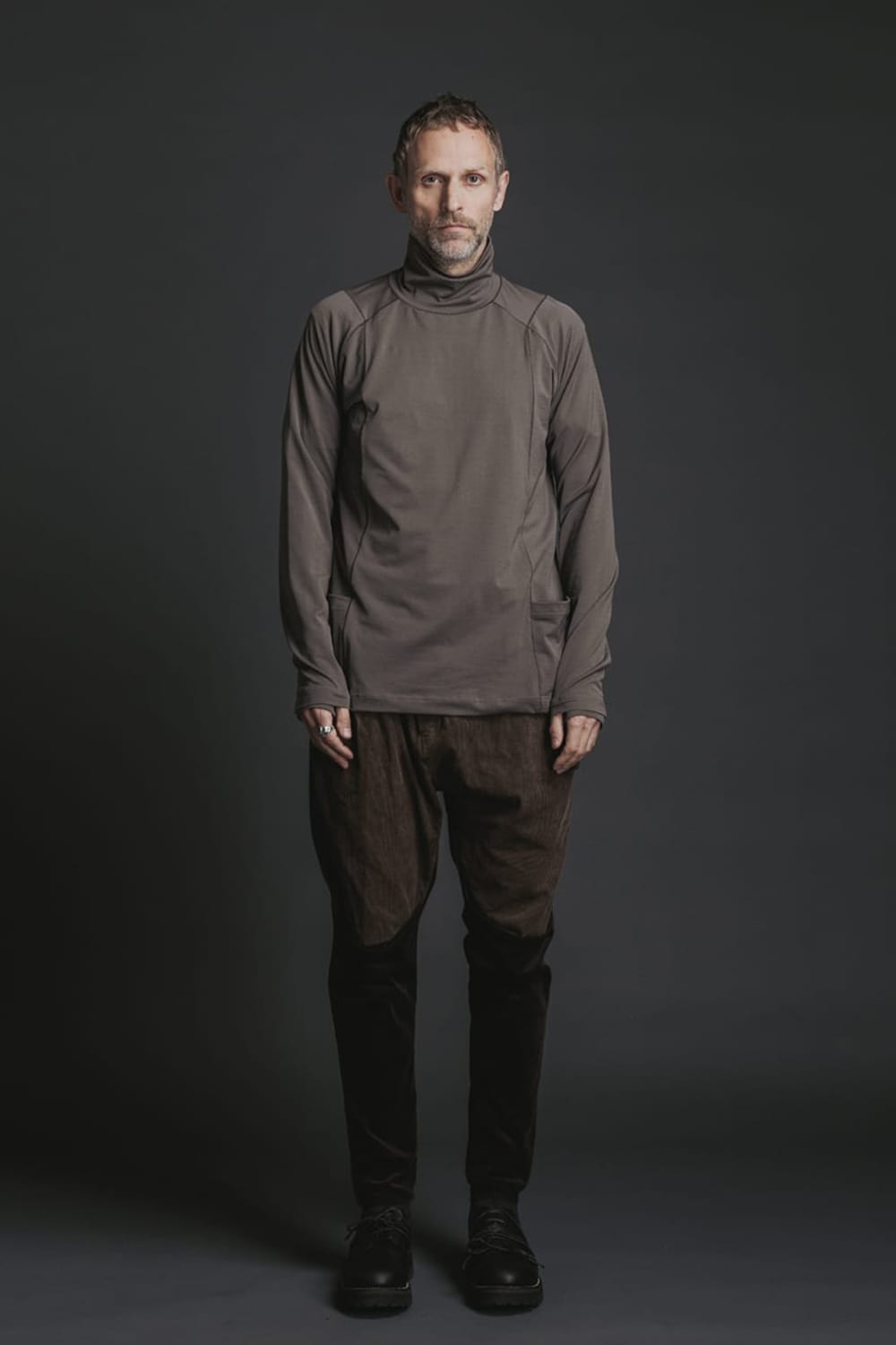 Nylon Spandex Jersey Turtleneck L/S  Brown Gray