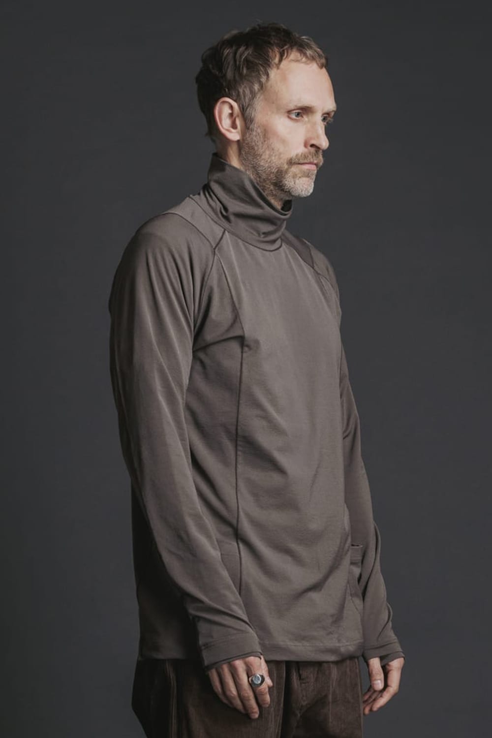 Nylon Spandex Jersey Turtleneck L/S  Brown Gray