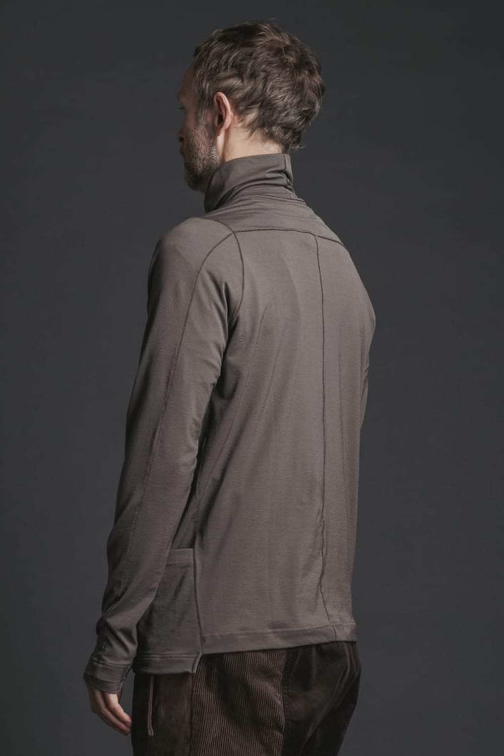 Nylon Spandex Jersey Turtleneck L/S  Brown Gray