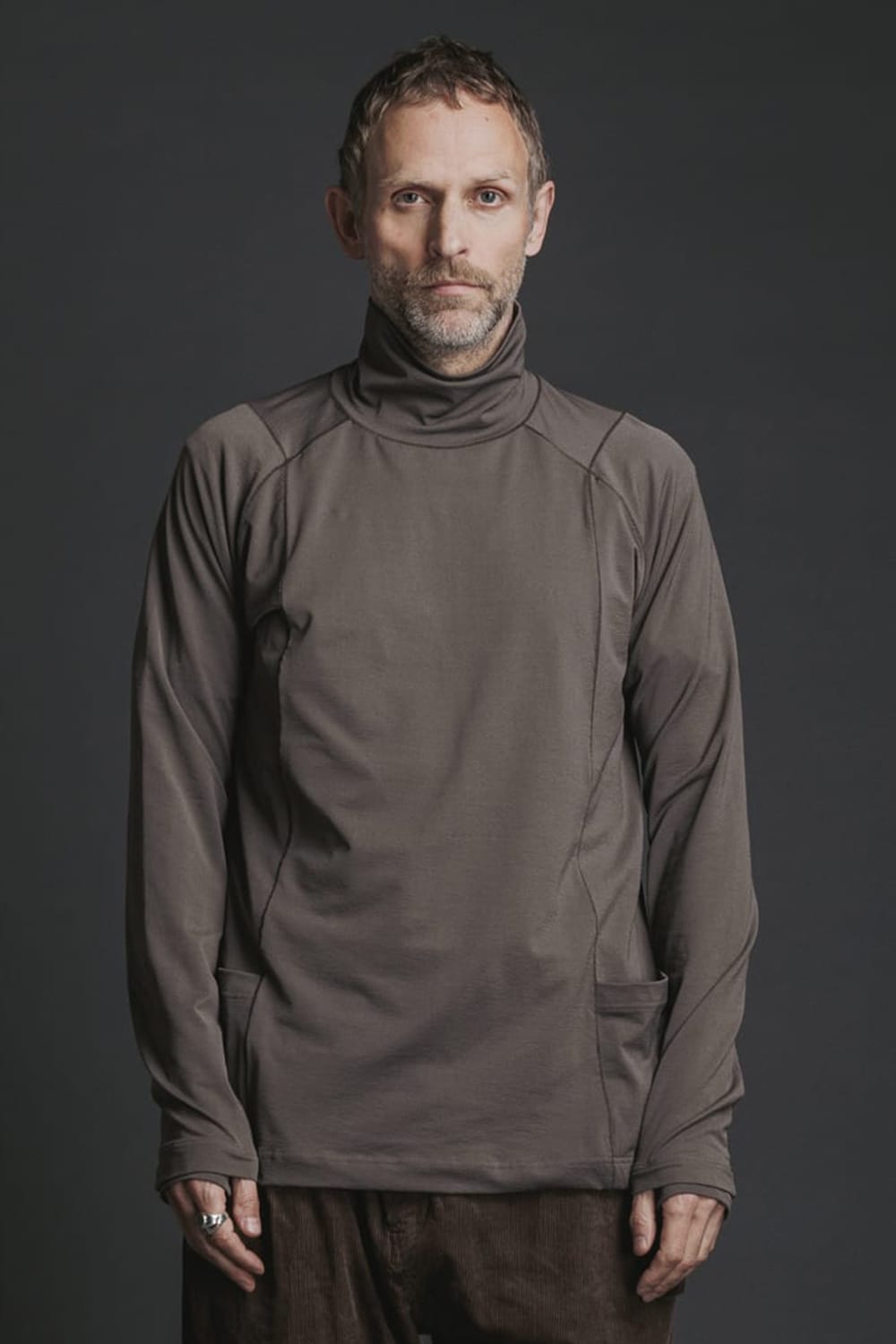 Nylon Spandex Jersey Turtleneck L/S  Brown Gray