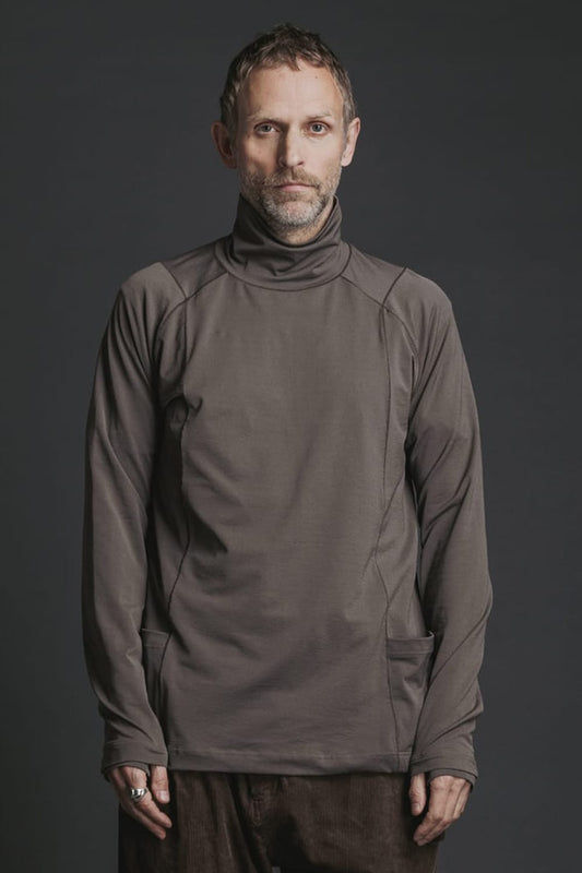 Nylon Spandex Jersey Turtleneck L/S  Brown Gray