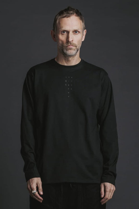 Jersey Stitch Embroidered L/S Tee Black