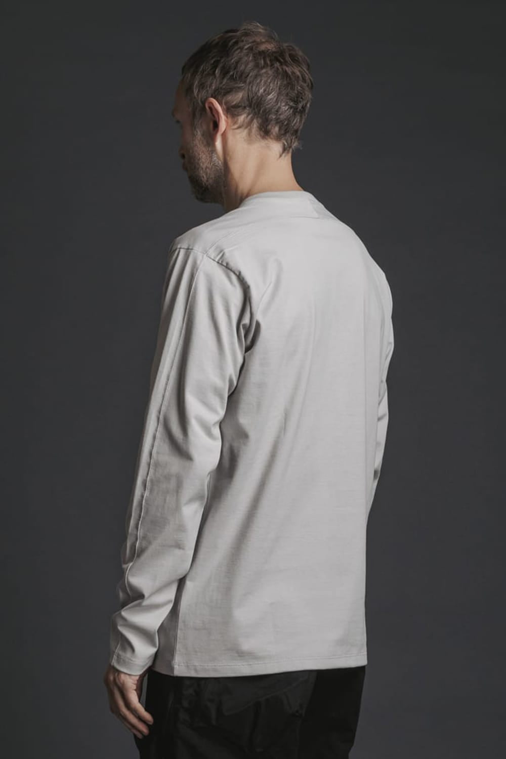 刺繍天竺長袖Tシャツ Lグレー