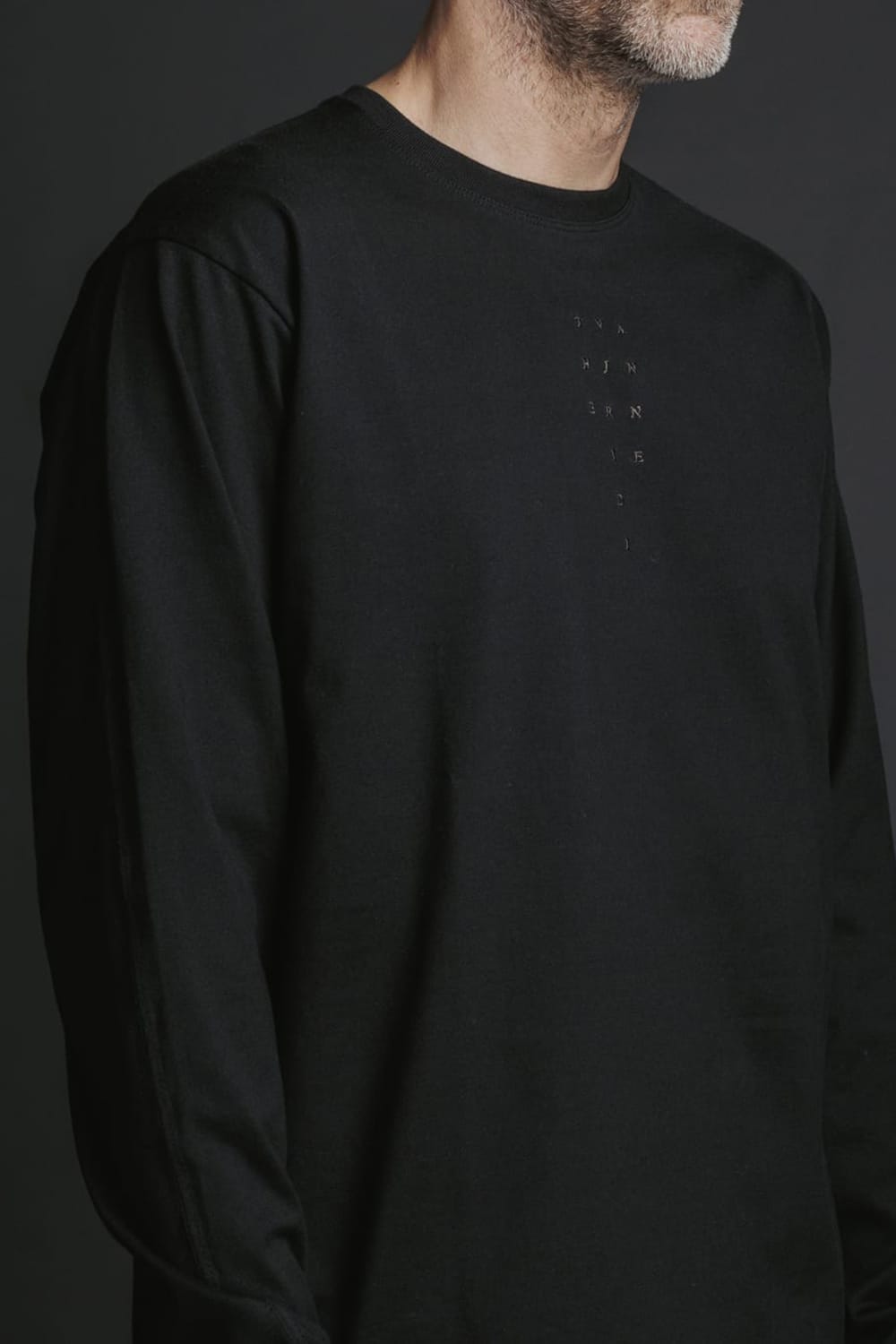 Jersey Stitch Embroidered L/S Tee Black