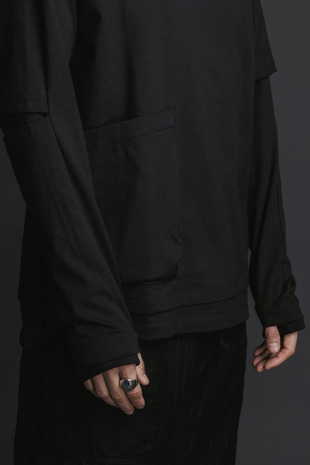 Cotton Asymmetry Layered L/S  Black