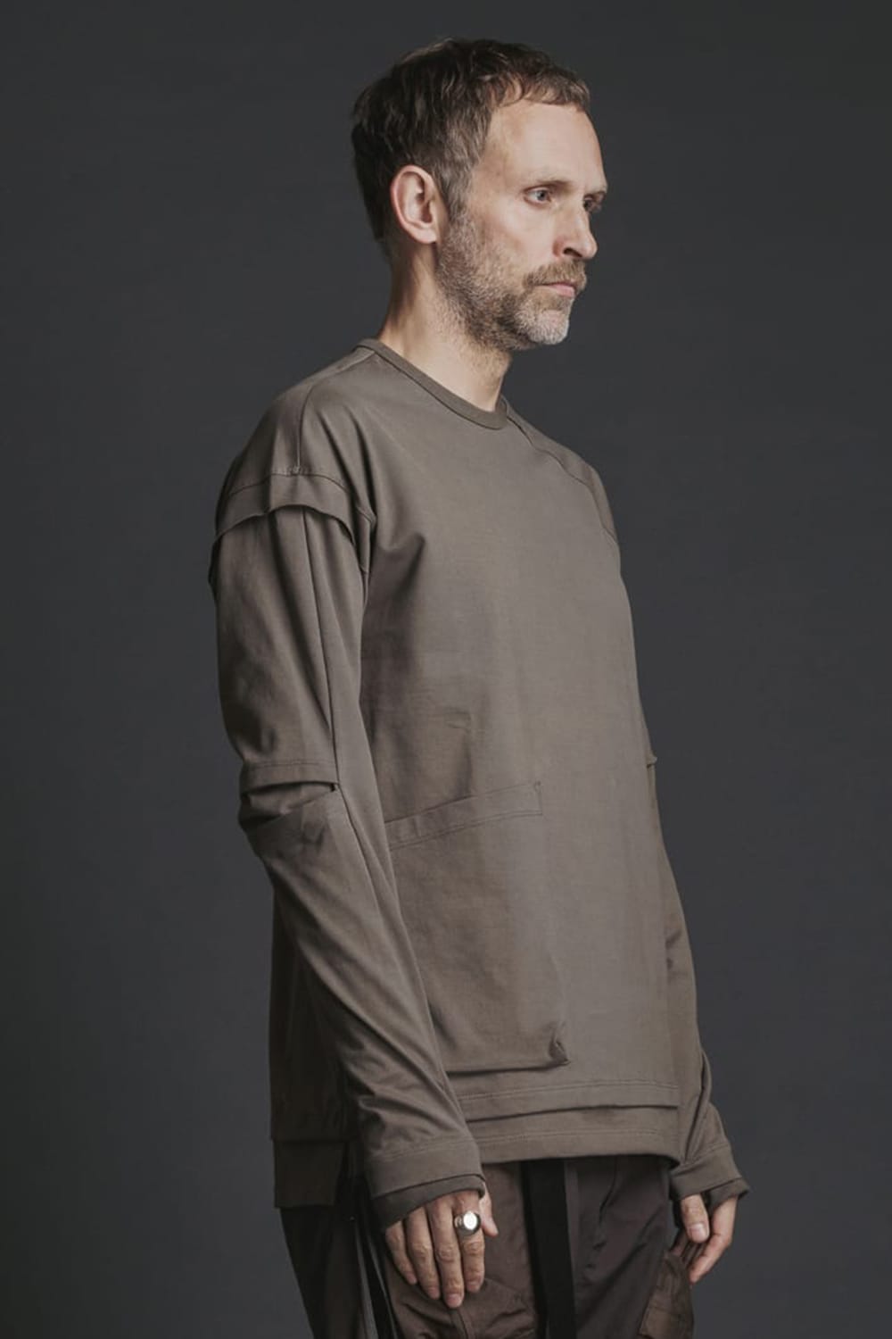 Cotton Asymmetry Layered L/S  Brown Gray