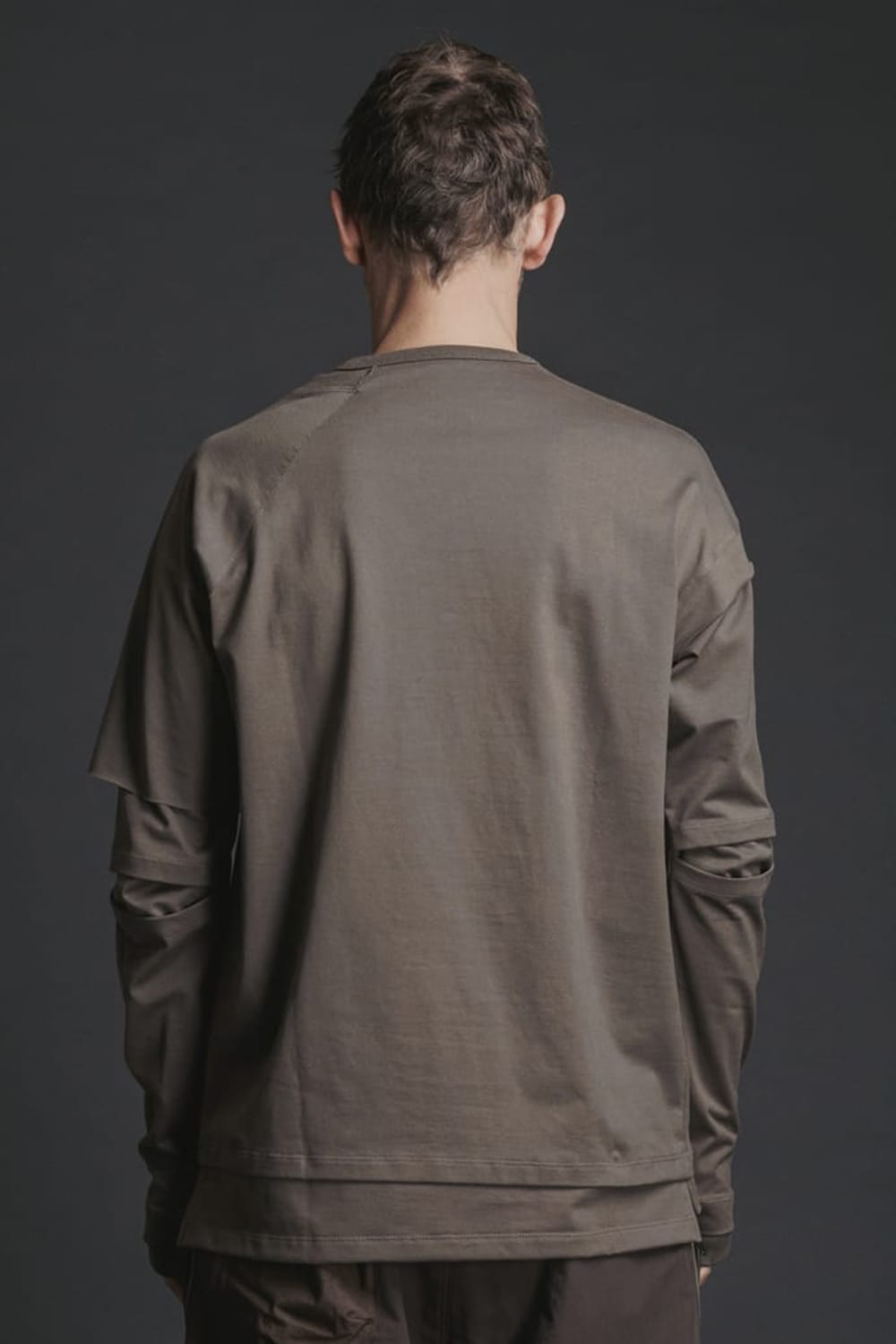 Cotton Asymmetry Layered L/S  Brown Gray