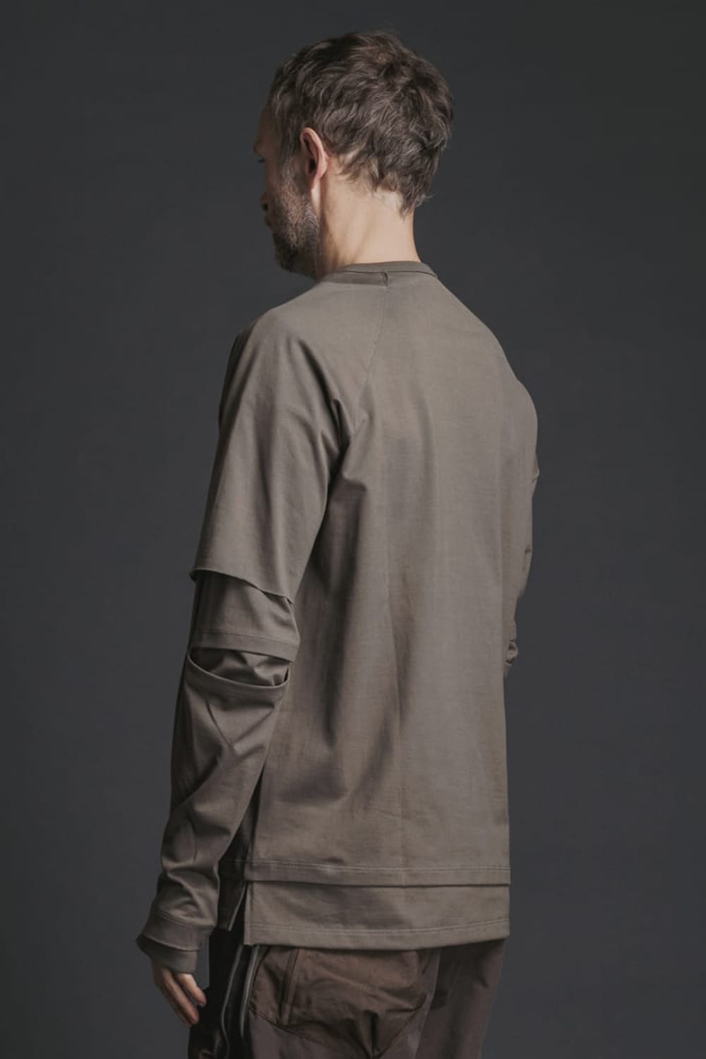 Cotton Asymmetry Layered L/S  Brown Gray