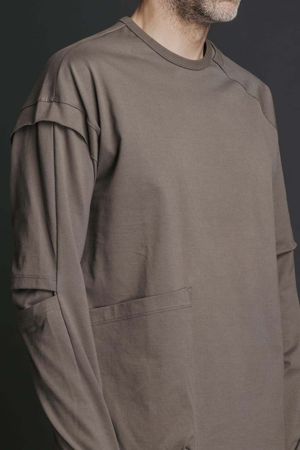 Cotton Asymmetry Layered L/S  Brown Gray