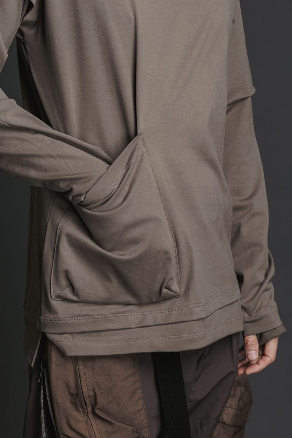 Cotton Asymmetry Layered L/S  Brown Gray