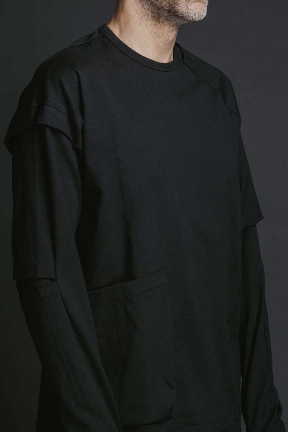 Cotton Asymmetry Layered L/S  Black