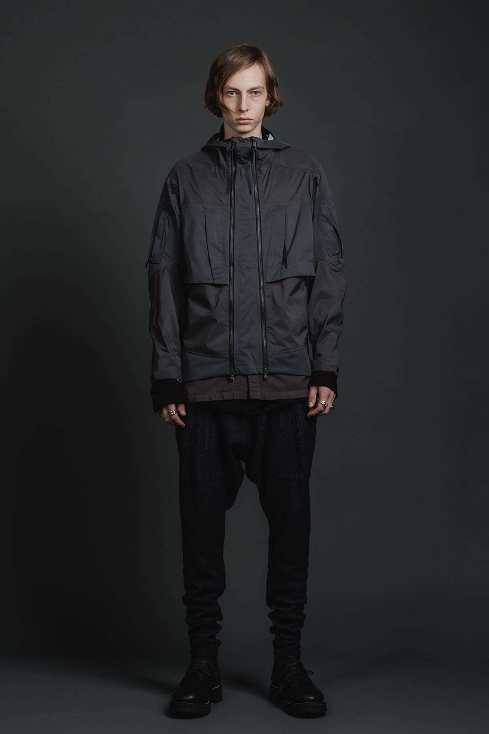 Water Repellent Hooded Jacket  Dark Gray