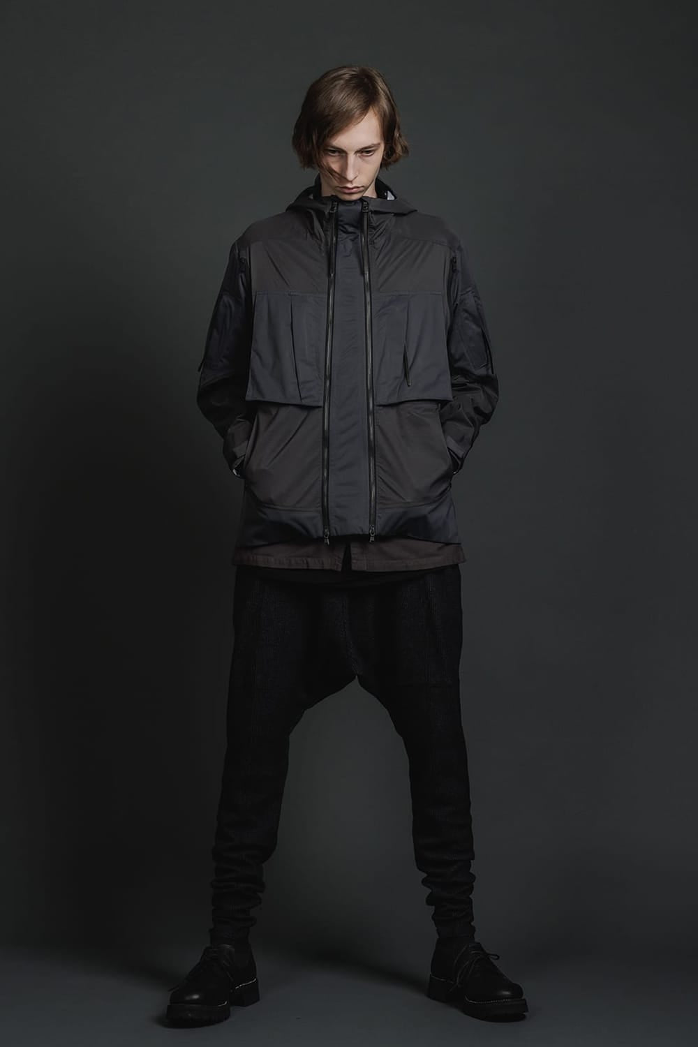 Water Repellent Hooded Jacket  Dark Gray