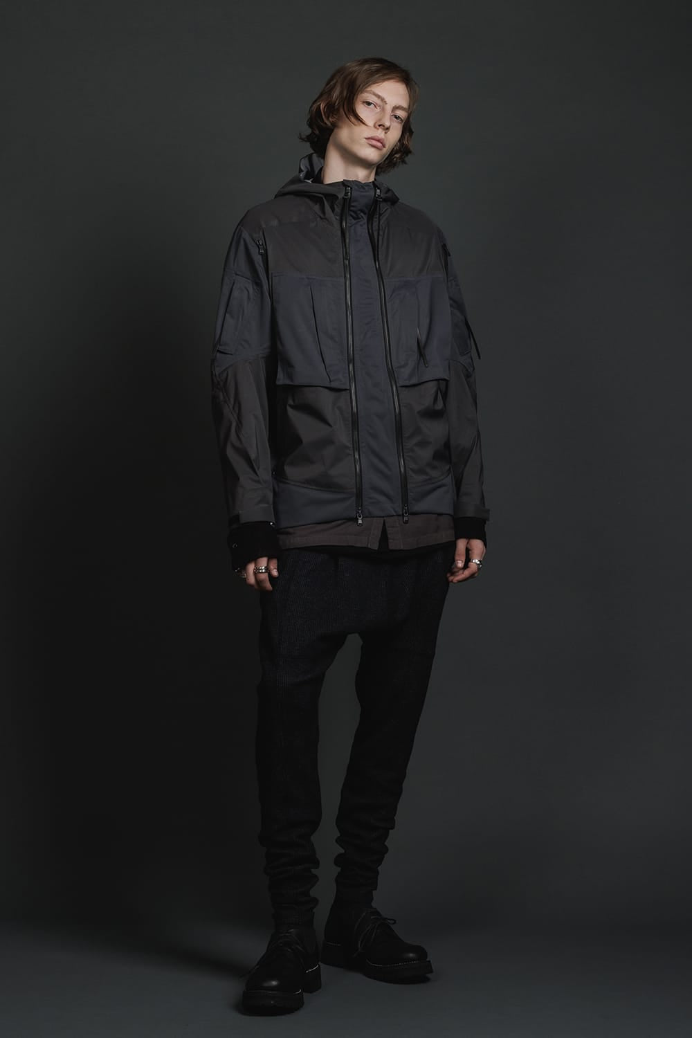 Water Repellent Hooded Jacket  Dark Gray