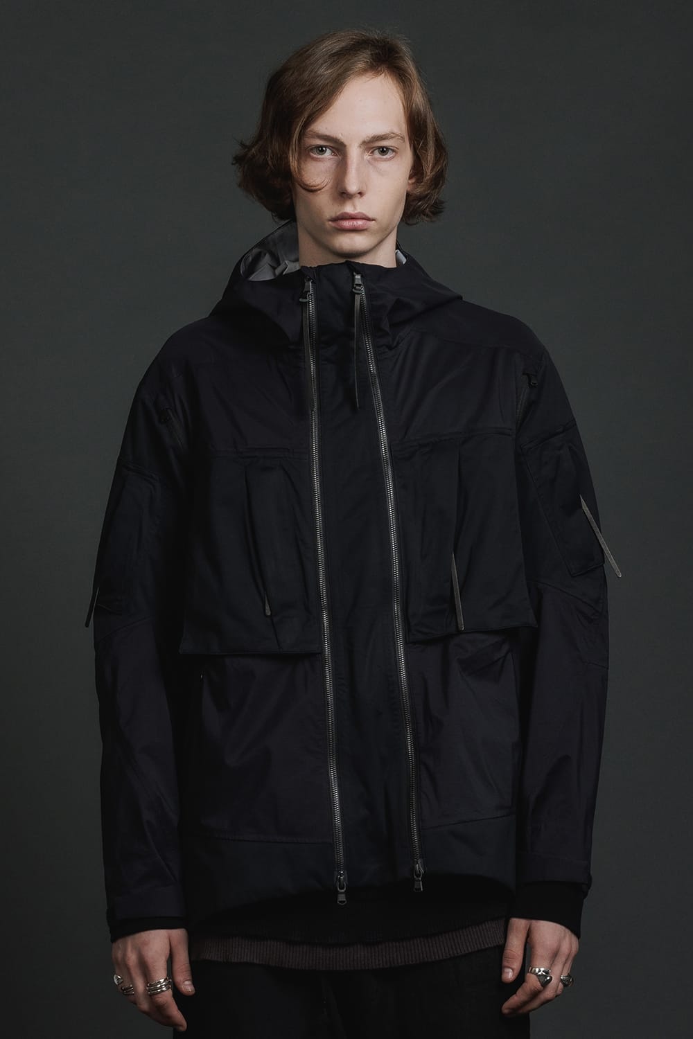 Water Repellent Hooded Jacket  Black