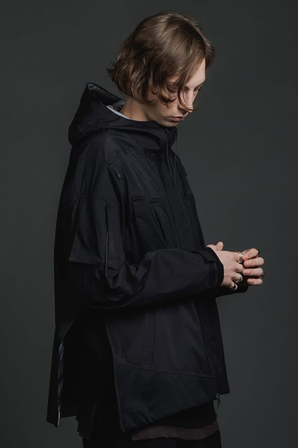 Water Repellent Hooded Jacket  Black